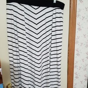 Cato Black and White Stripe Maxi Skirt